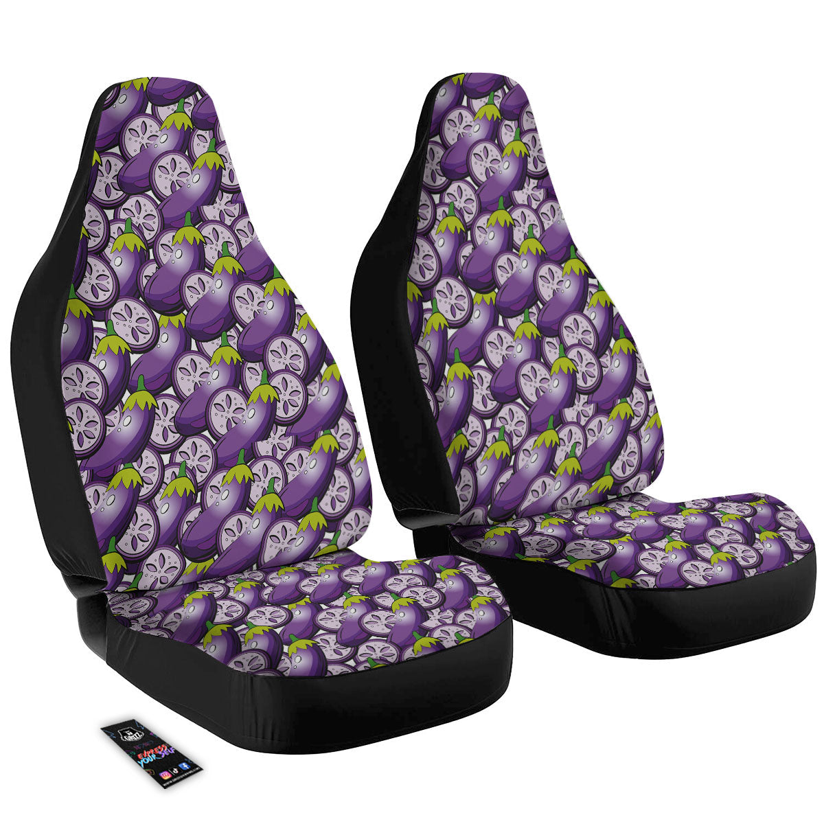 Eggplant Purple Print Pattern Car Seat Covers-grizzshop