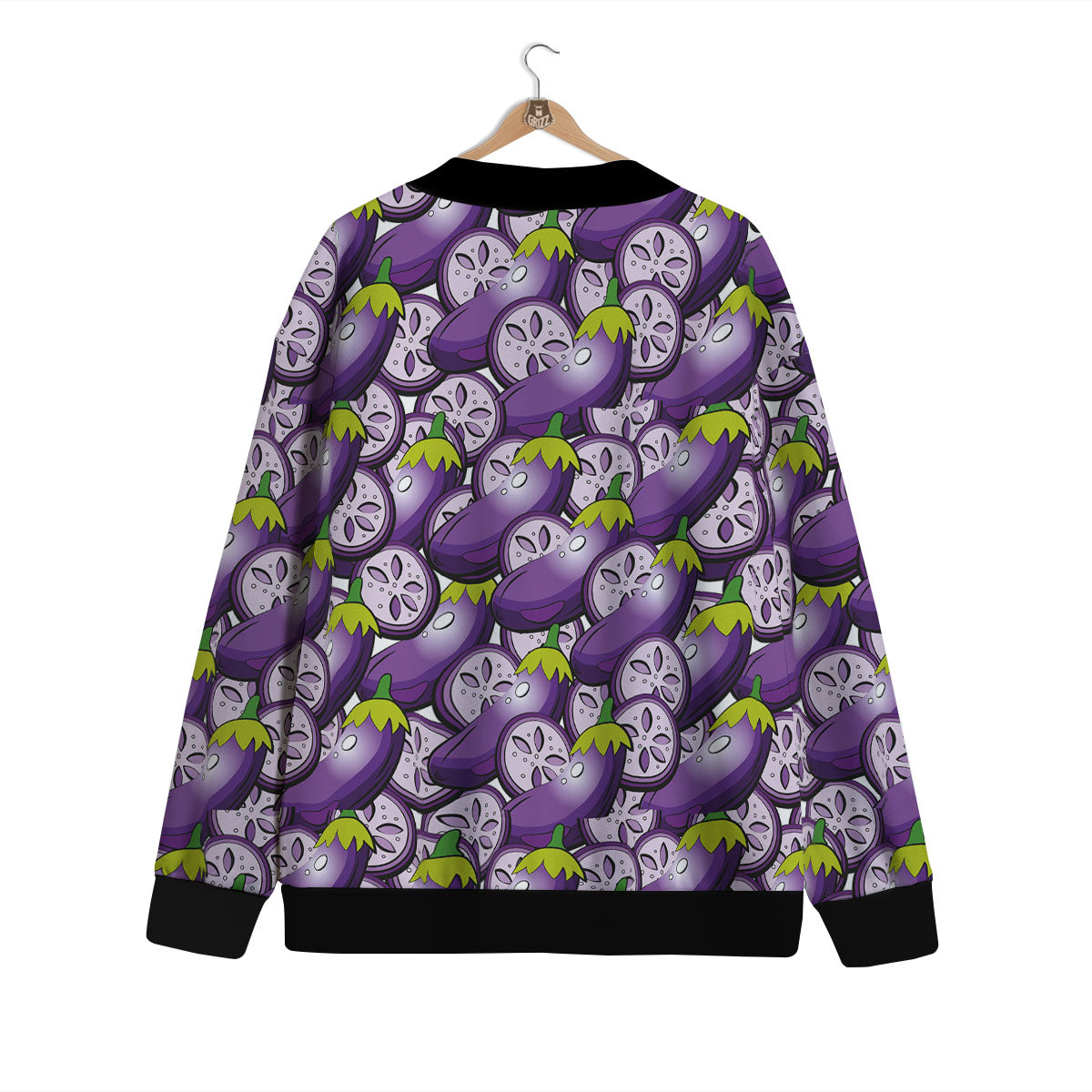 Eggplant Purple Print Pattern Cardigan-grizzshop