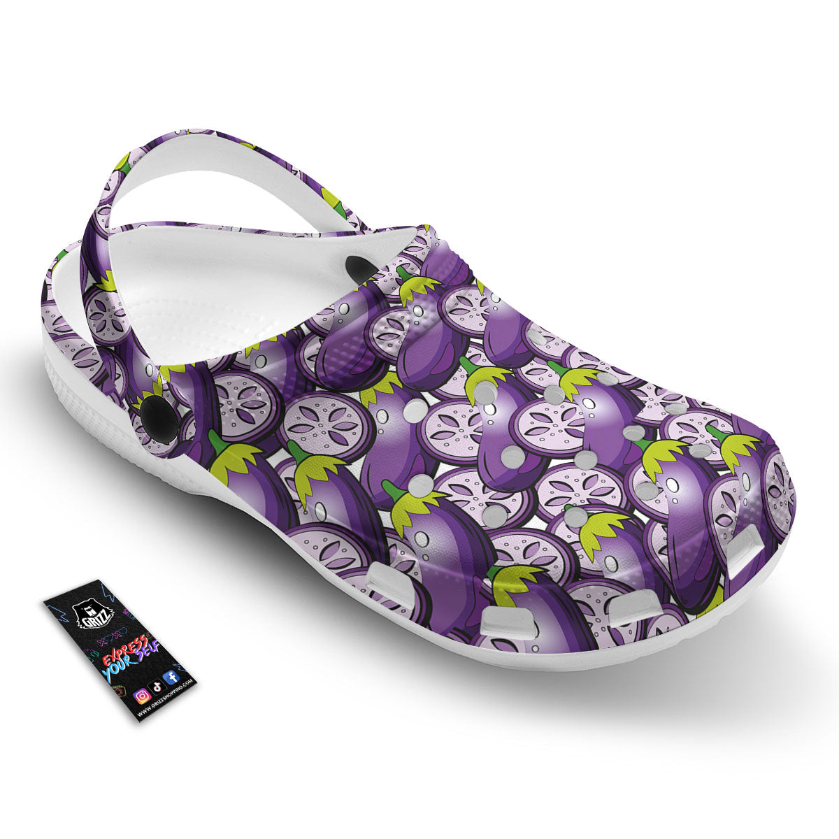 Eggplant Purple Print Pattern Clog-grizzshop