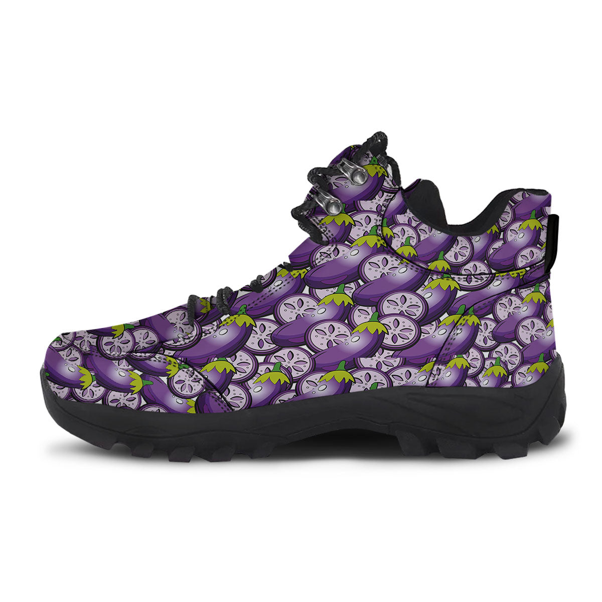 Eggplant Purple Print Pattern Hiking Shoes-grizzshop