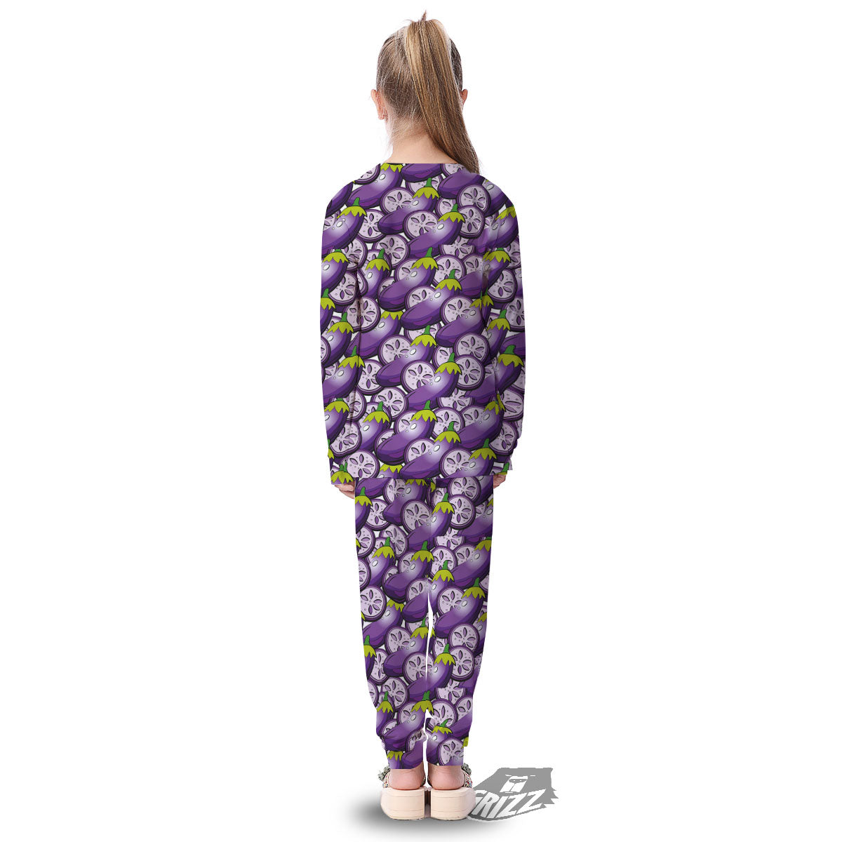 Eggplant Purple Print Pattern Kid's Pajamas-grizzshop