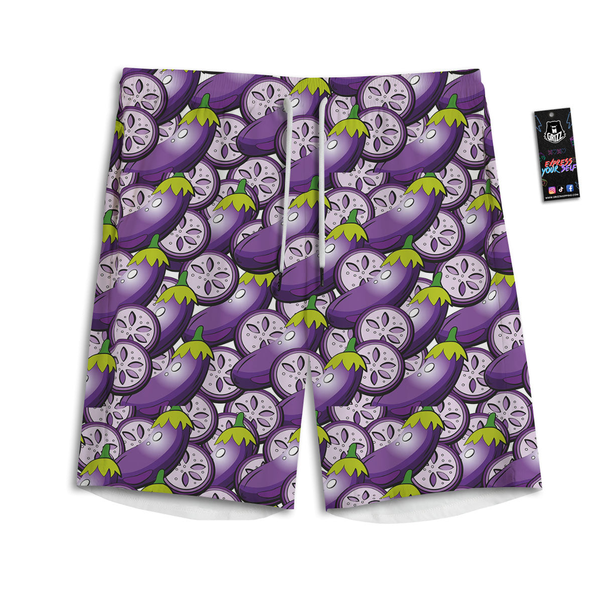 Eggplant Purple Print Pattern Men's Athletic Shorts