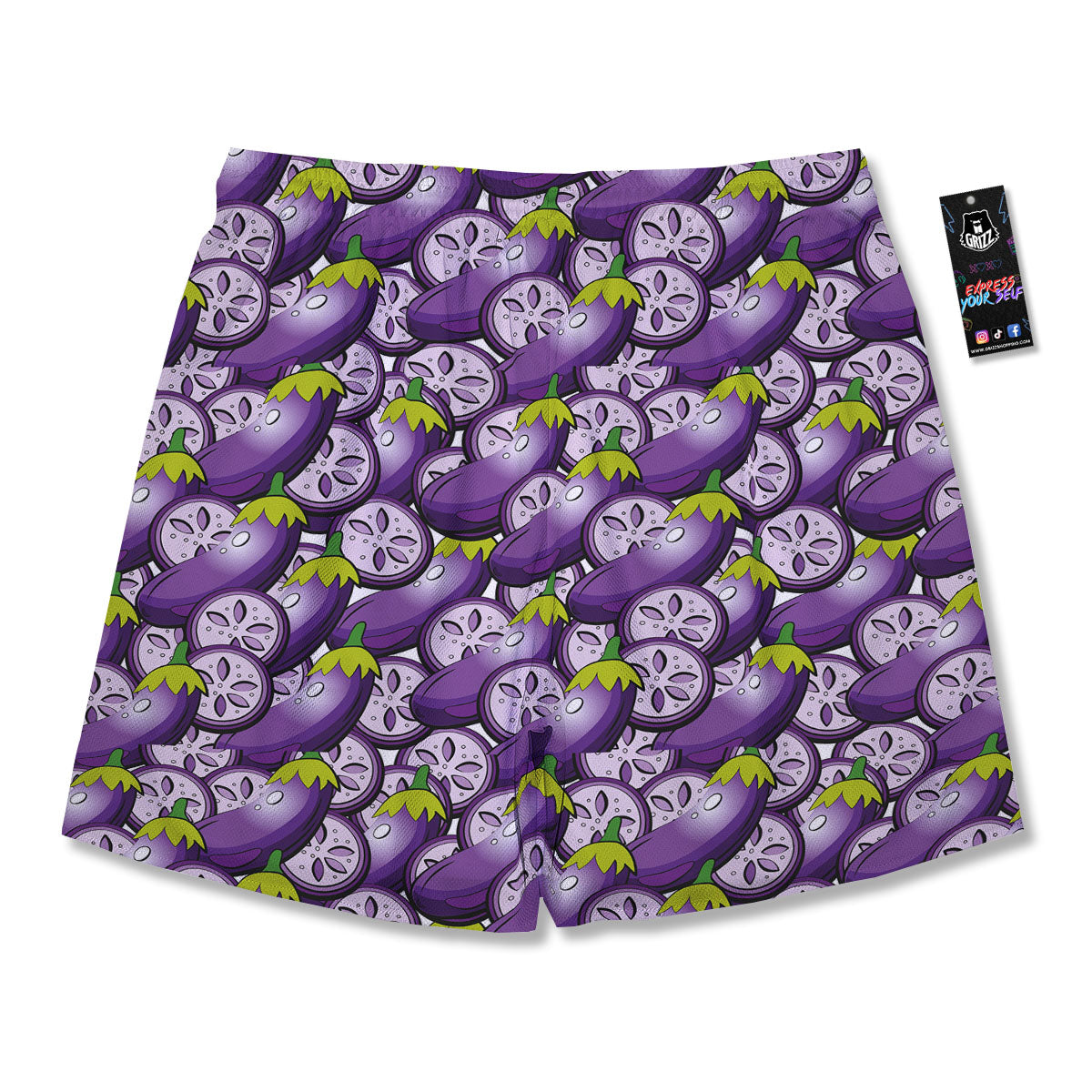 Eggplant Purple Print Pattern Men's Running Shorts-grizzshop