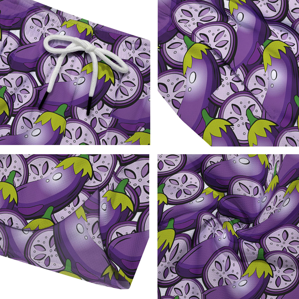 Eggplant Purple Print Pattern Men's Running Shorts-grizzshop