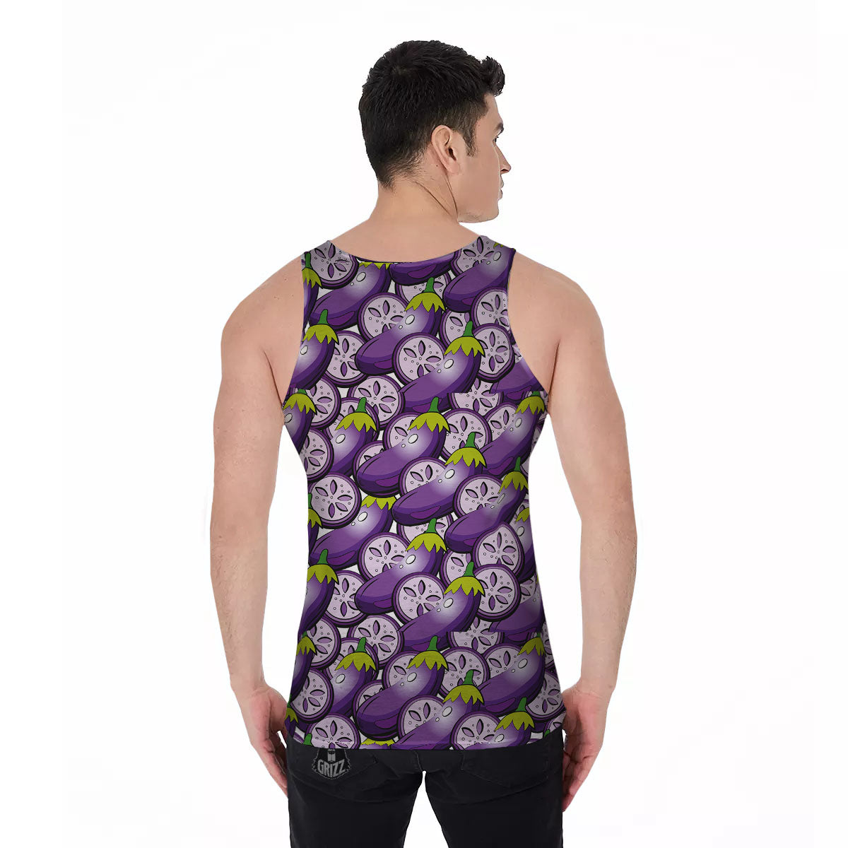 Eggplant Purple Print Pattern Men's Tank Top-grizzshop