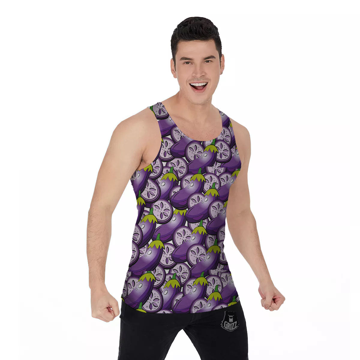 Eggplant Purple Print Pattern Men's Tank Top-grizzshop