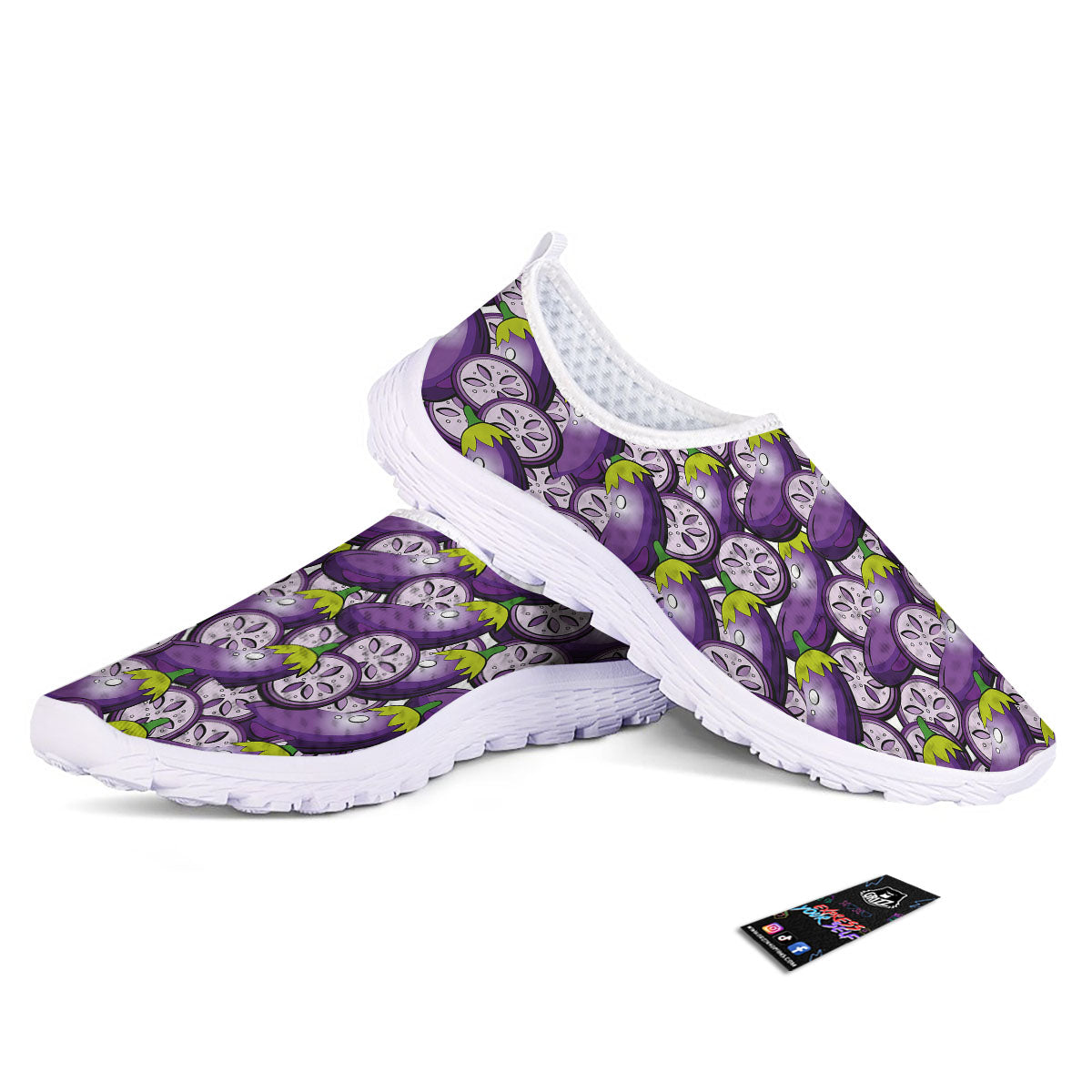 Eggplant Purple Print Pattern Nurse Shoes-grizzshop