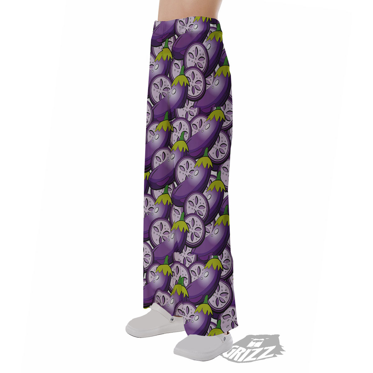 Eggplant Purple Print Pattern Pajama Pants-grizzshop