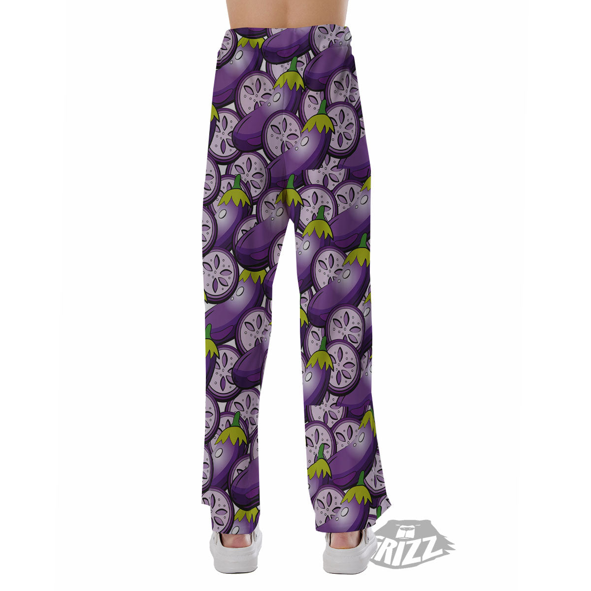Eggplant Purple Print Pattern Pajama Pants-grizzshop