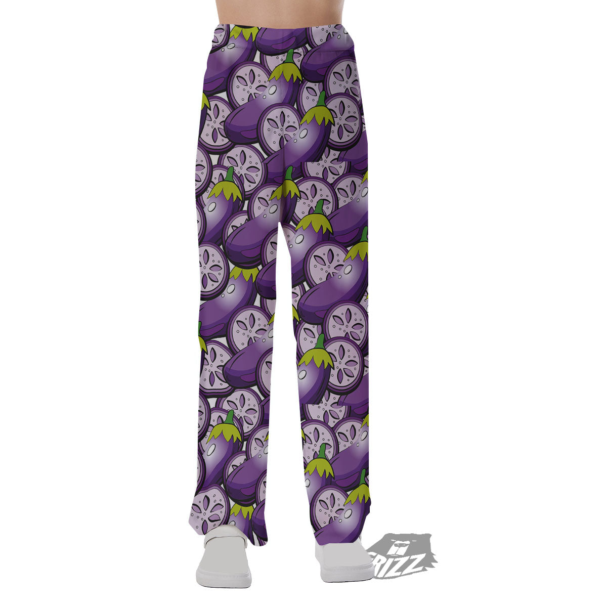 Eggplant Purple Print Pattern Pajama Pants-grizzshop