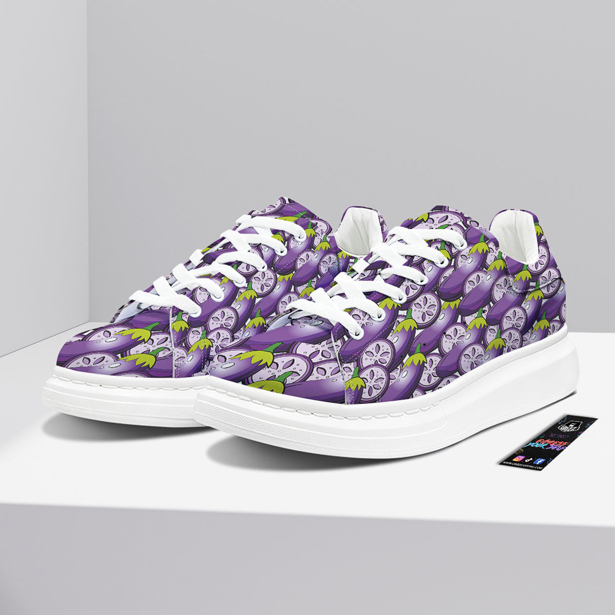 Eggplant Purple Print Pattern Platform Shoes-grizzshop