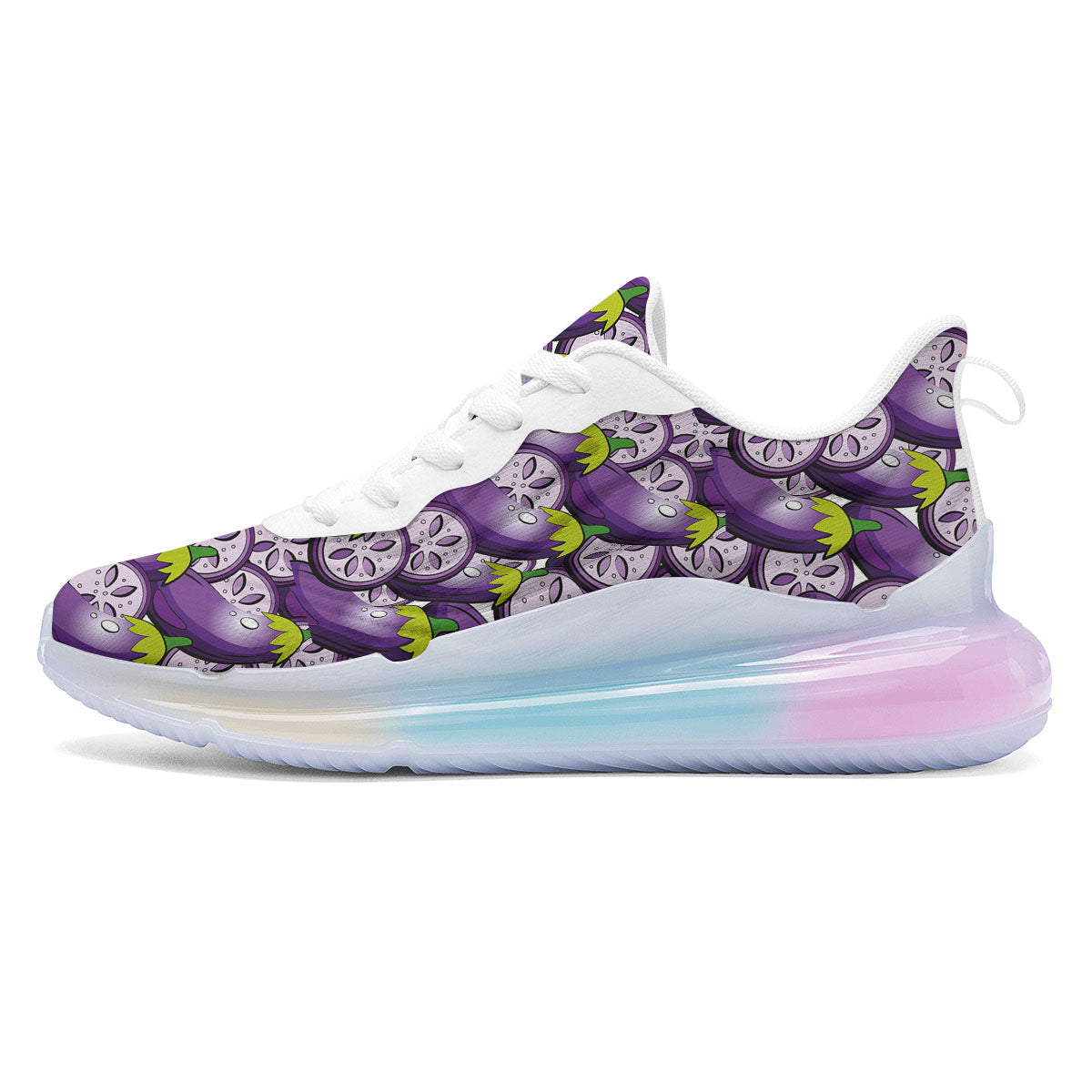 Eggplant Purple Print Pattern Running Sneakers-grizzshop