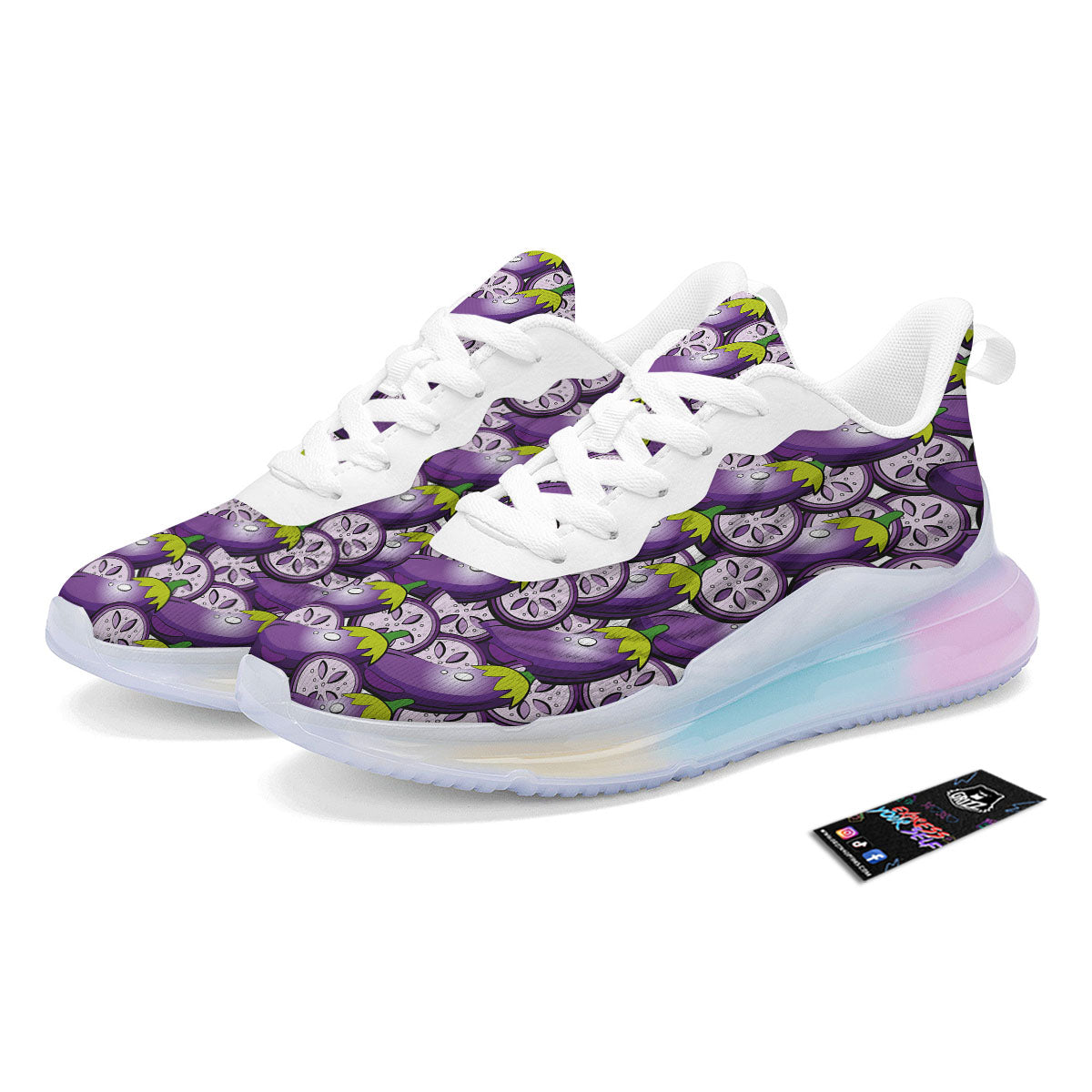 Eggplant Purple Print Pattern Running Sneakers-grizzshop