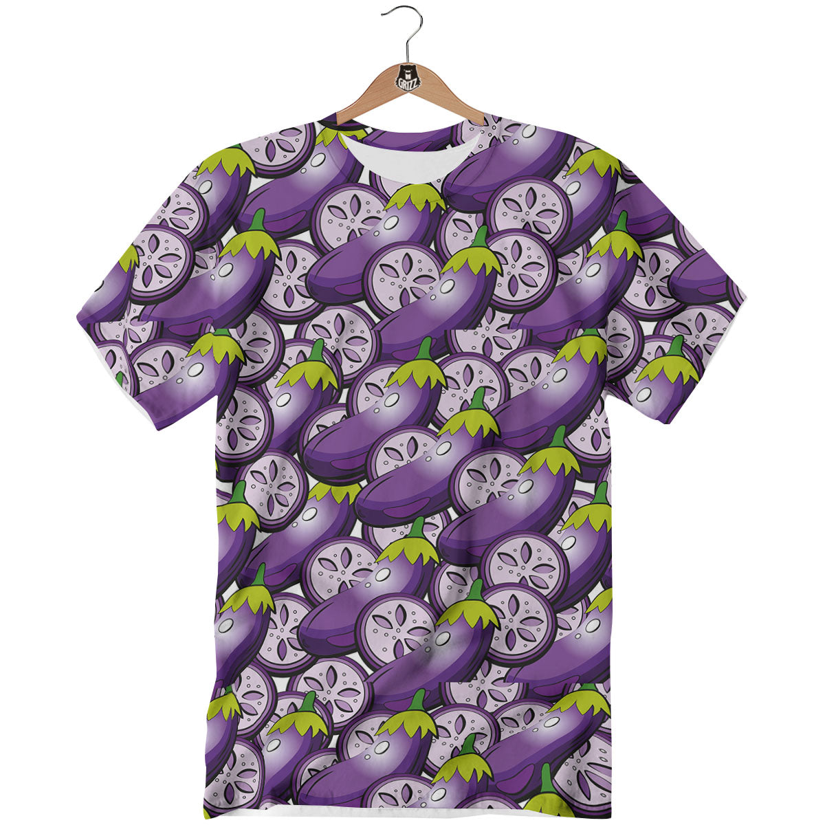 Eggplant Purple Print Pattern T-Shirt-grizzshop