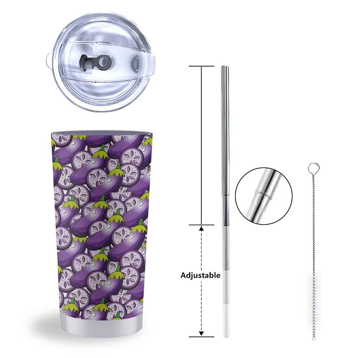 Eggplant Purple Print Pattern Tumbler-grizzshop