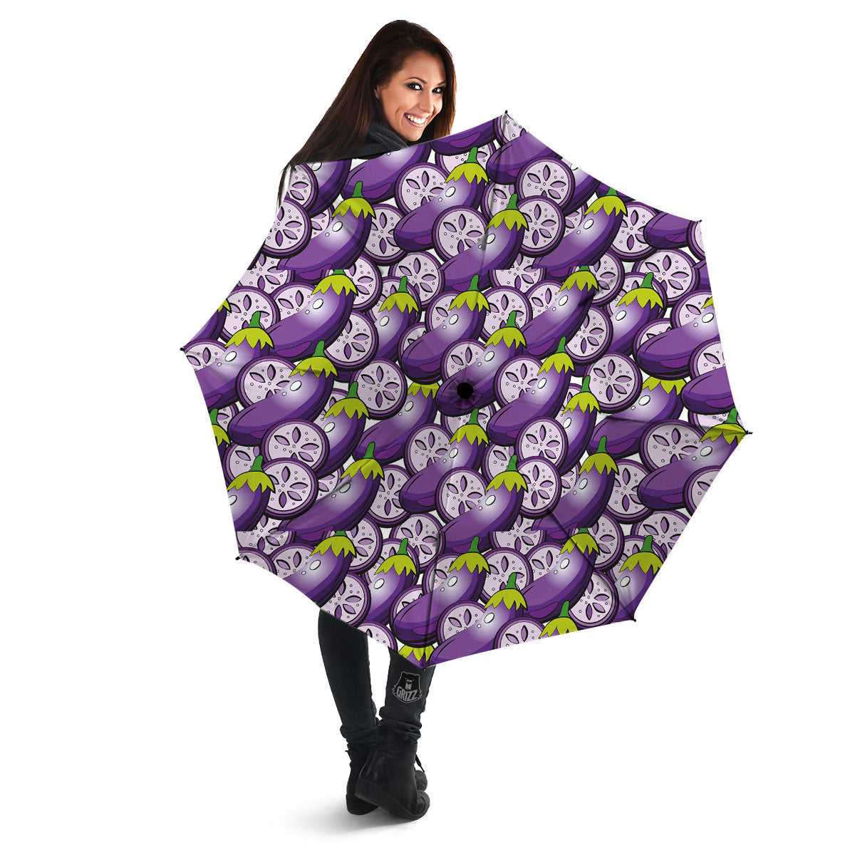 Eggplant Purple Print Pattern Umbrella-grizzshop