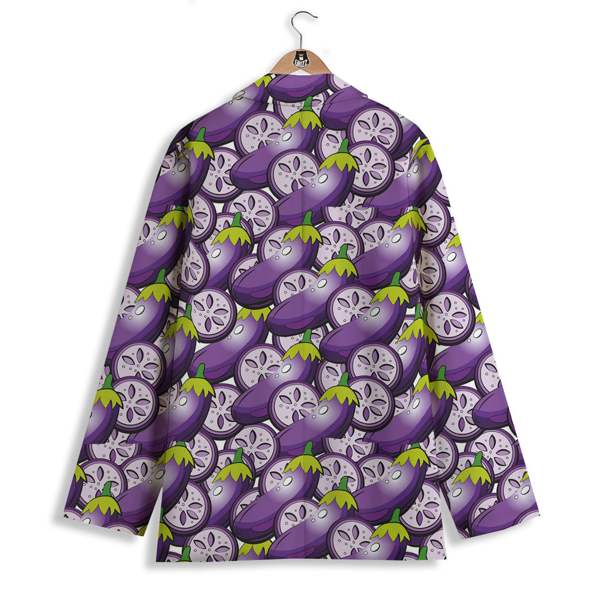 Eggplant Purple Print Pattern Women's Blazer-grizzshop