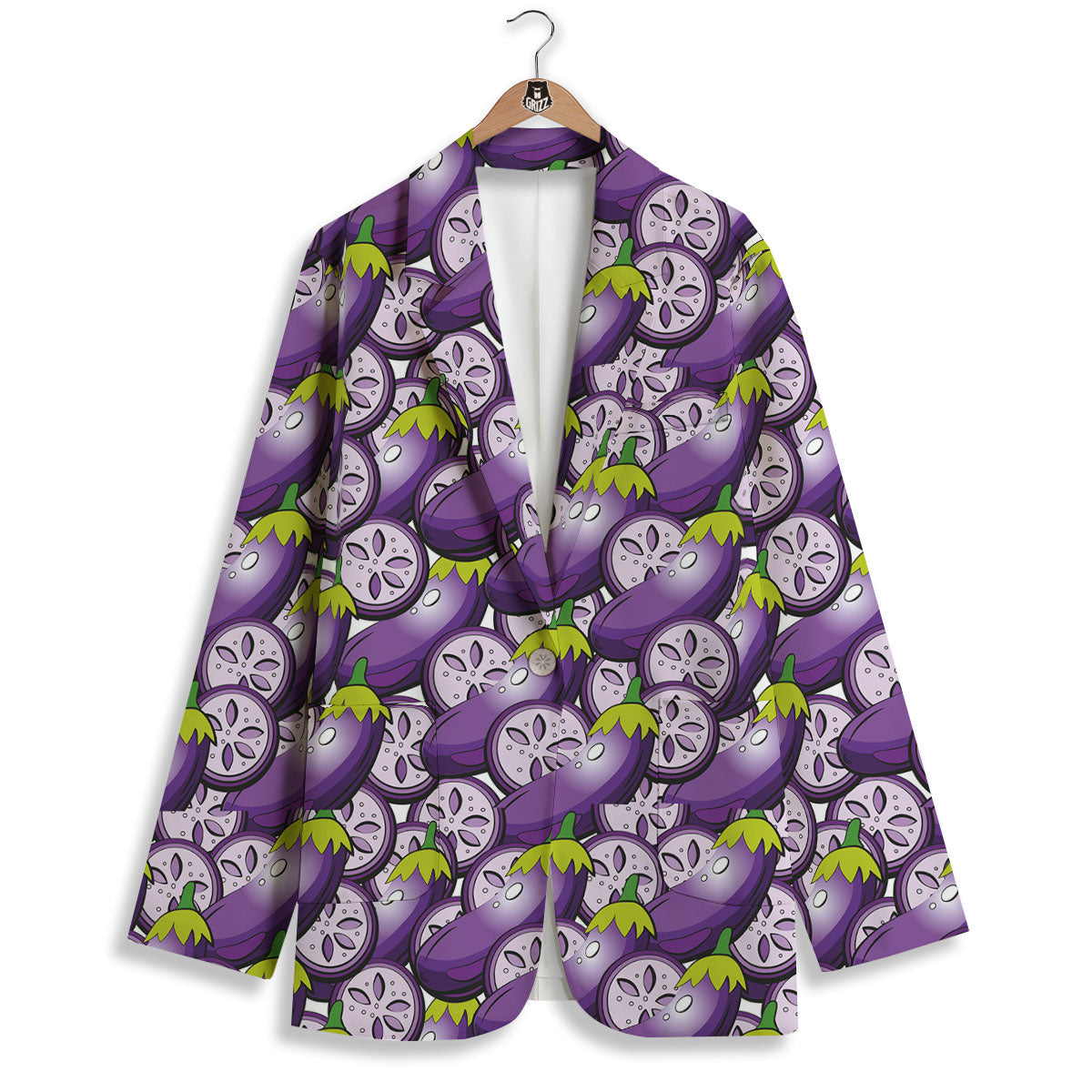 Eggplant Purple Print Pattern Women's Blazer-grizzshop