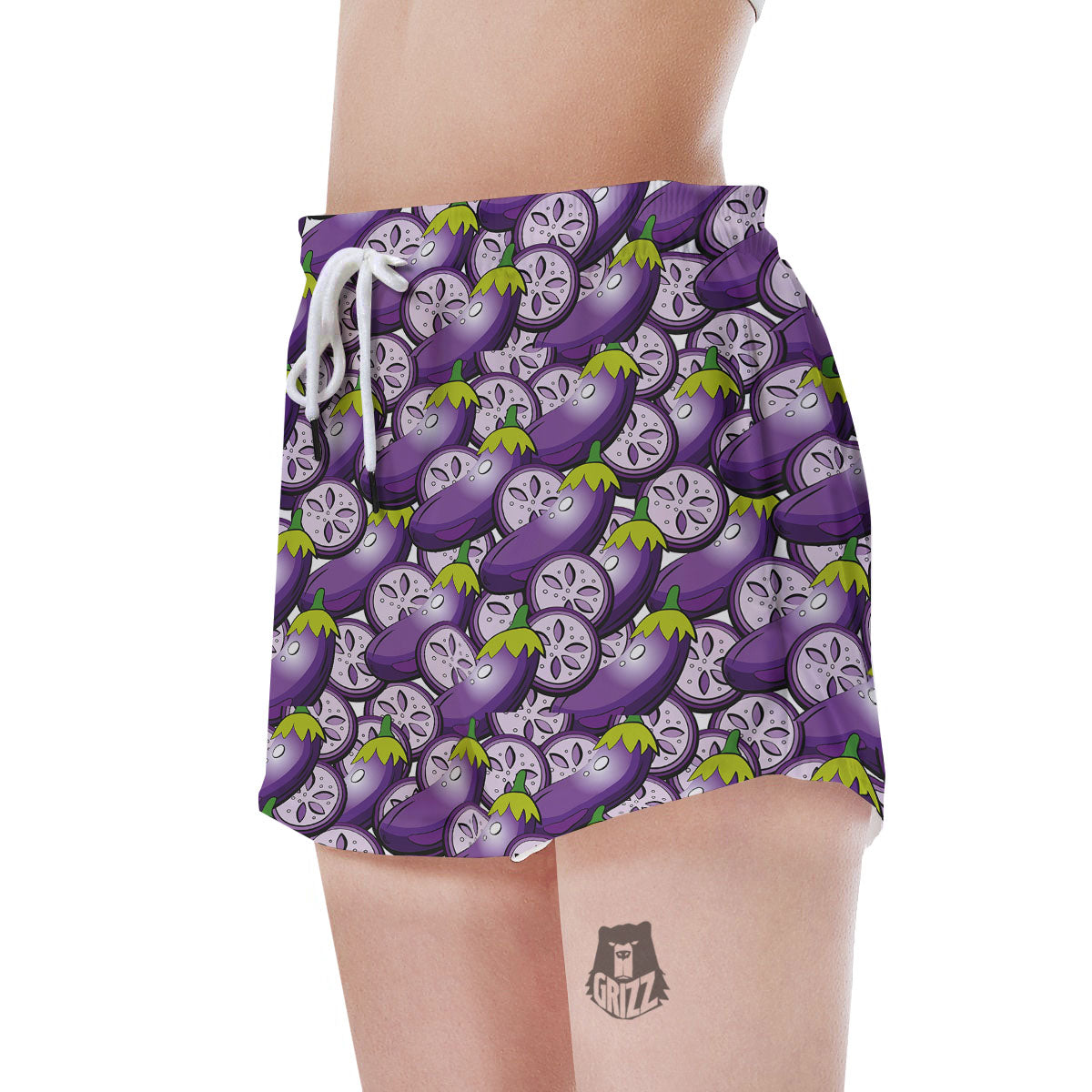 Eggplant Purple Print Pattern Women's Shorts-grizzshop