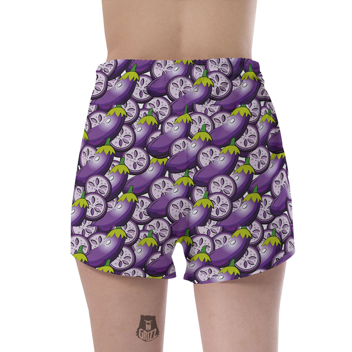 Eggplant Purple Print Pattern Women's Shorts-grizzshop