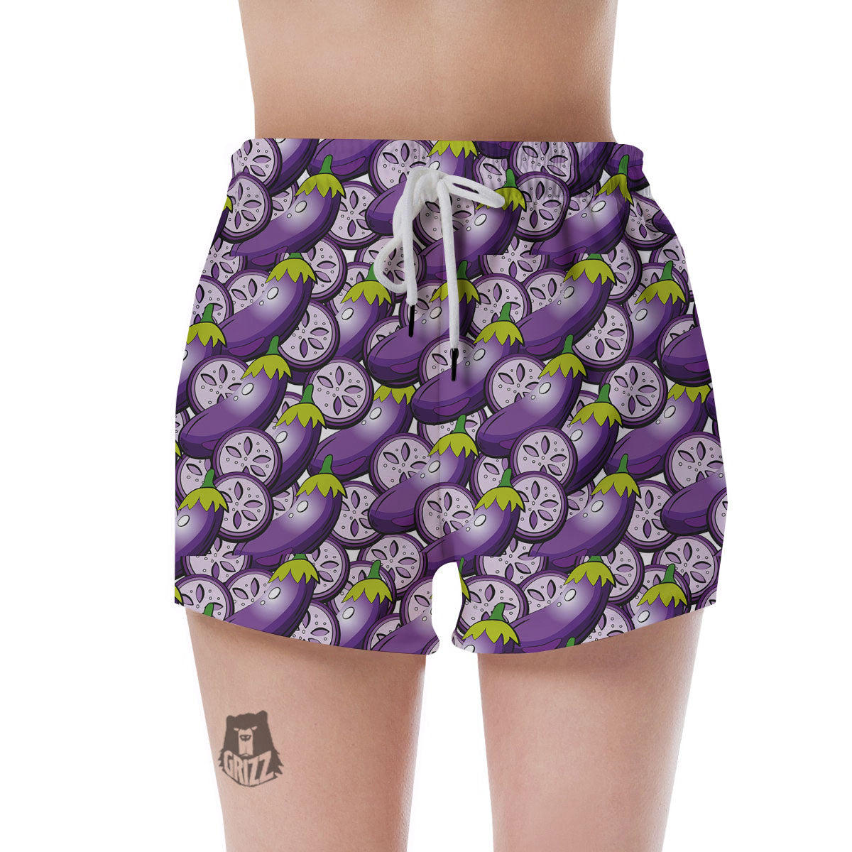 Eggplant Purple Print Pattern Women's Shorts-grizzshop