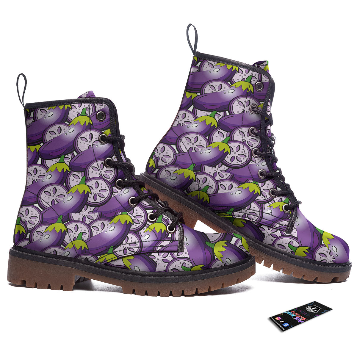 Eggplant Purple Print Pattern Work Boots-grizzshop
