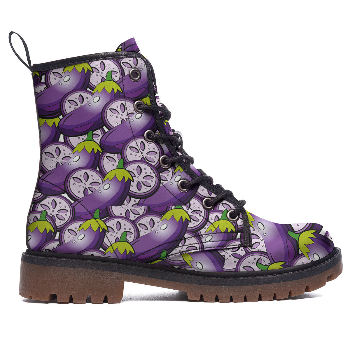 Eggplant Purple Print Pattern Work Boots-grizzshop