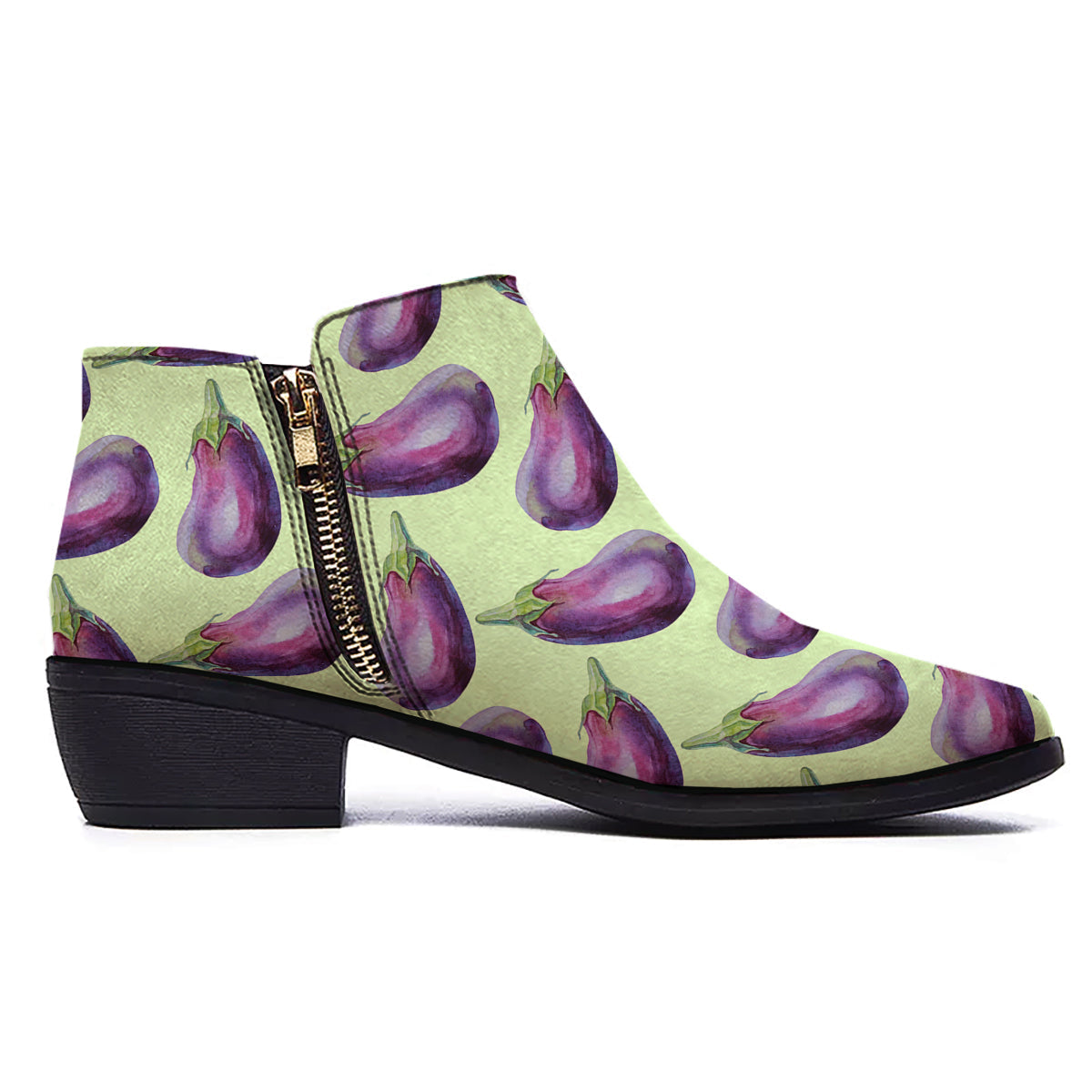 Eggplant Watercolor Pattern Ankle Boots-grizzshop