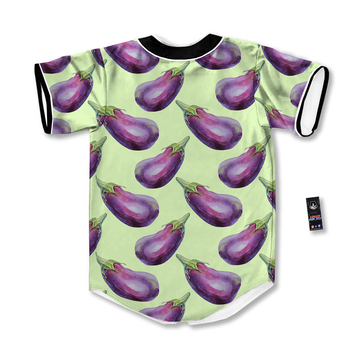 Eggplant Watercolor Pattern Baseball Jersey-grizzshop