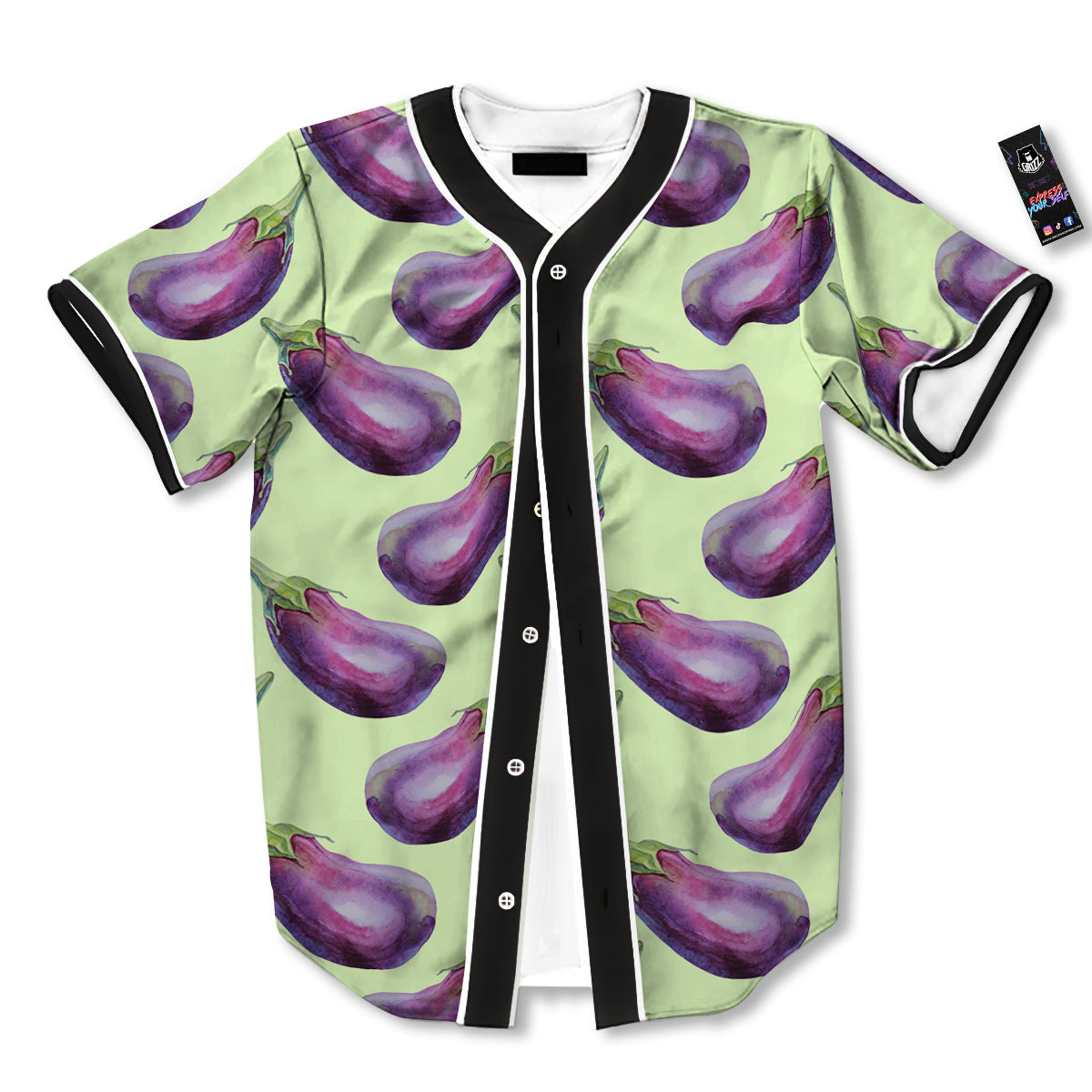 Eggplant Watercolor Pattern Baseball Jersey-grizzshop