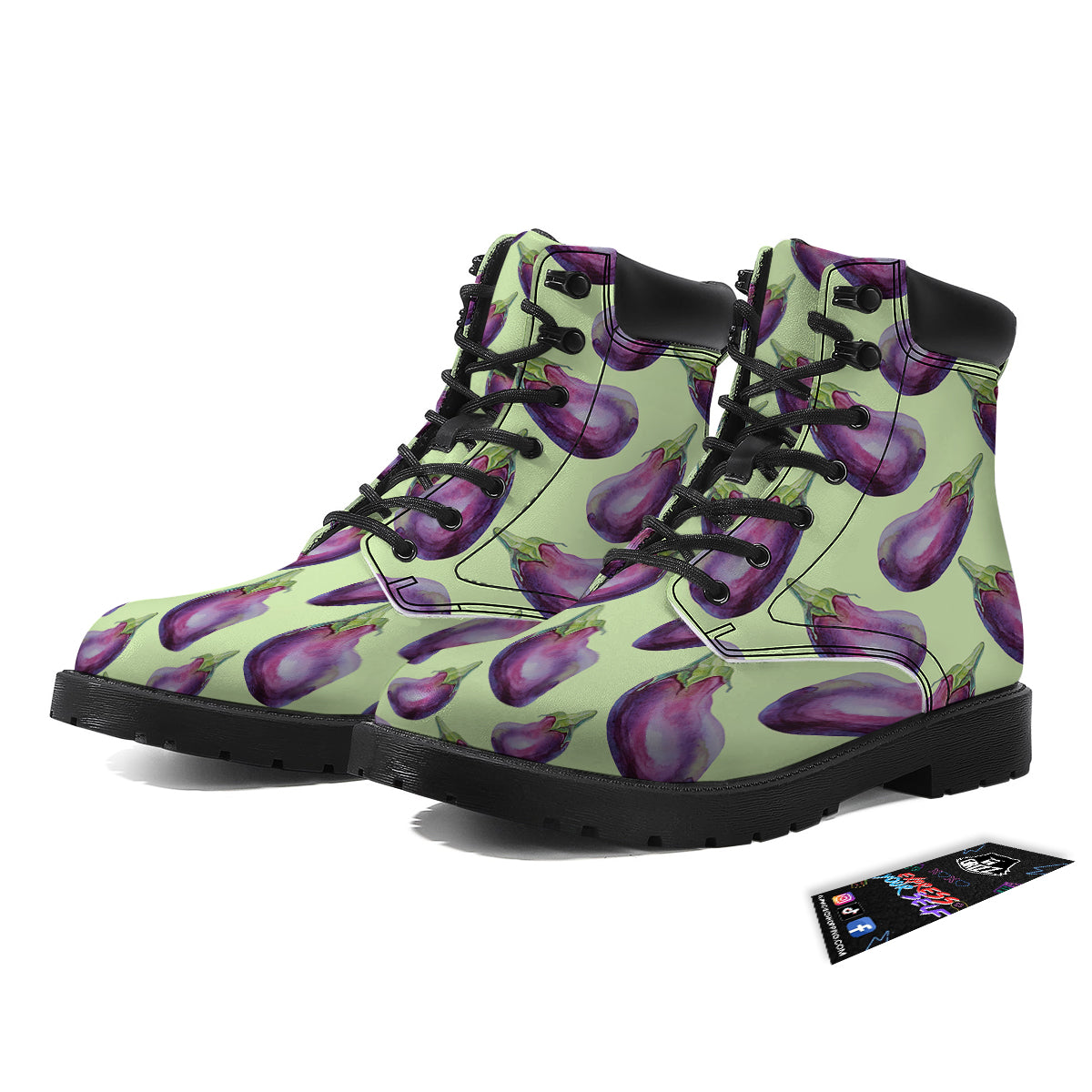 Eggplant Watercolor Pattern Boots-grizzshop