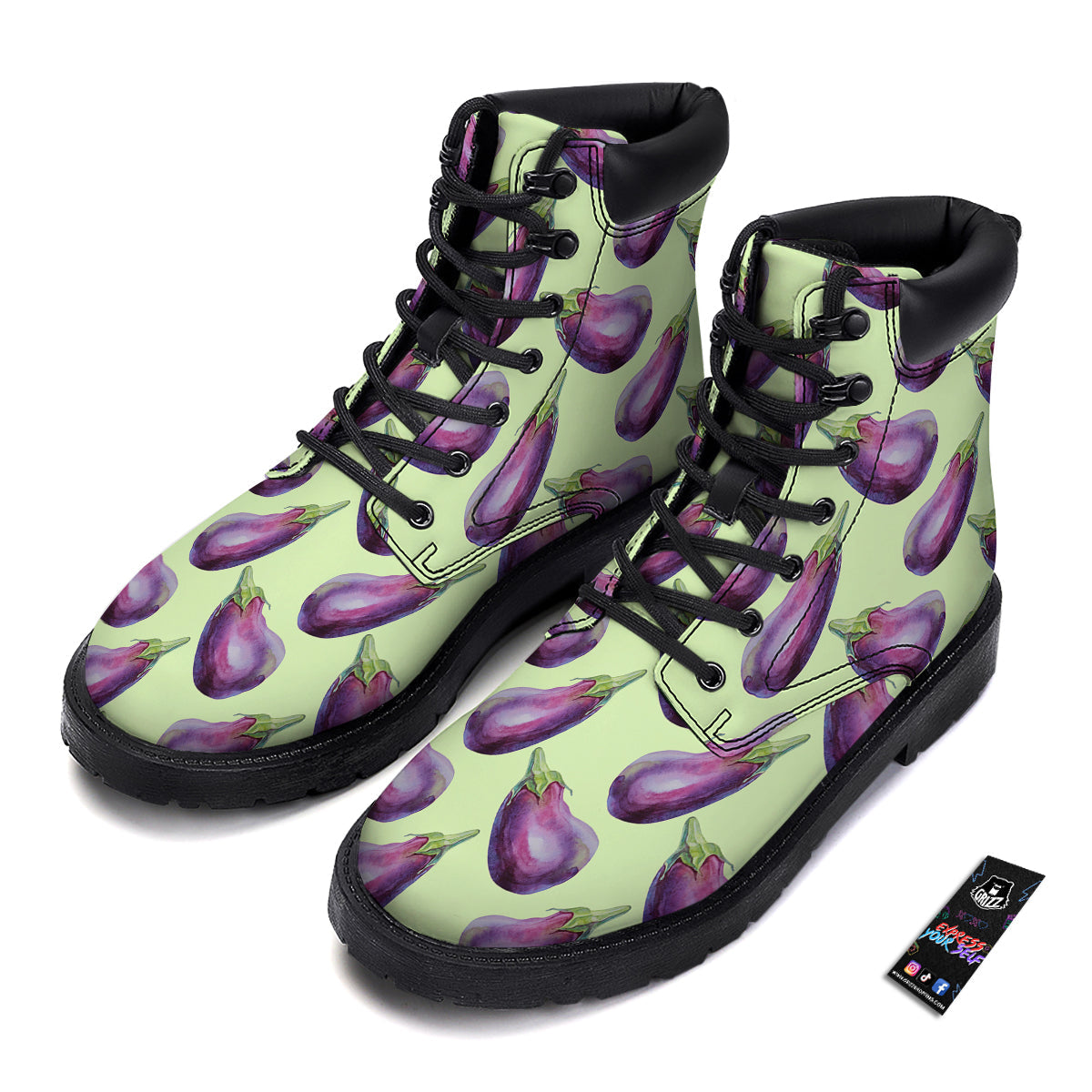 Eggplant Watercolor Pattern Boots-grizzshop