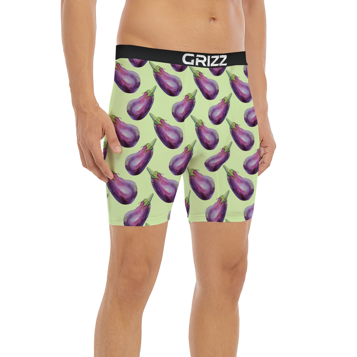 Eggplant Watercolor Pattern Boxer Briefs-grizzshop