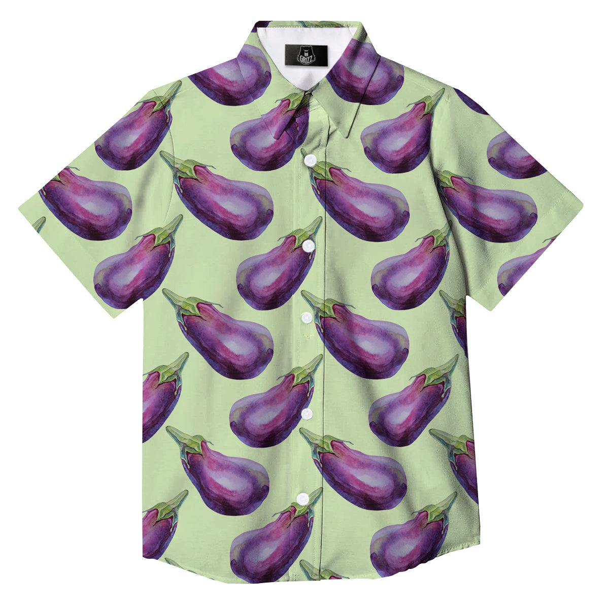 Eggplant Watercolor Pattern Button Up Shirt-grizzshop