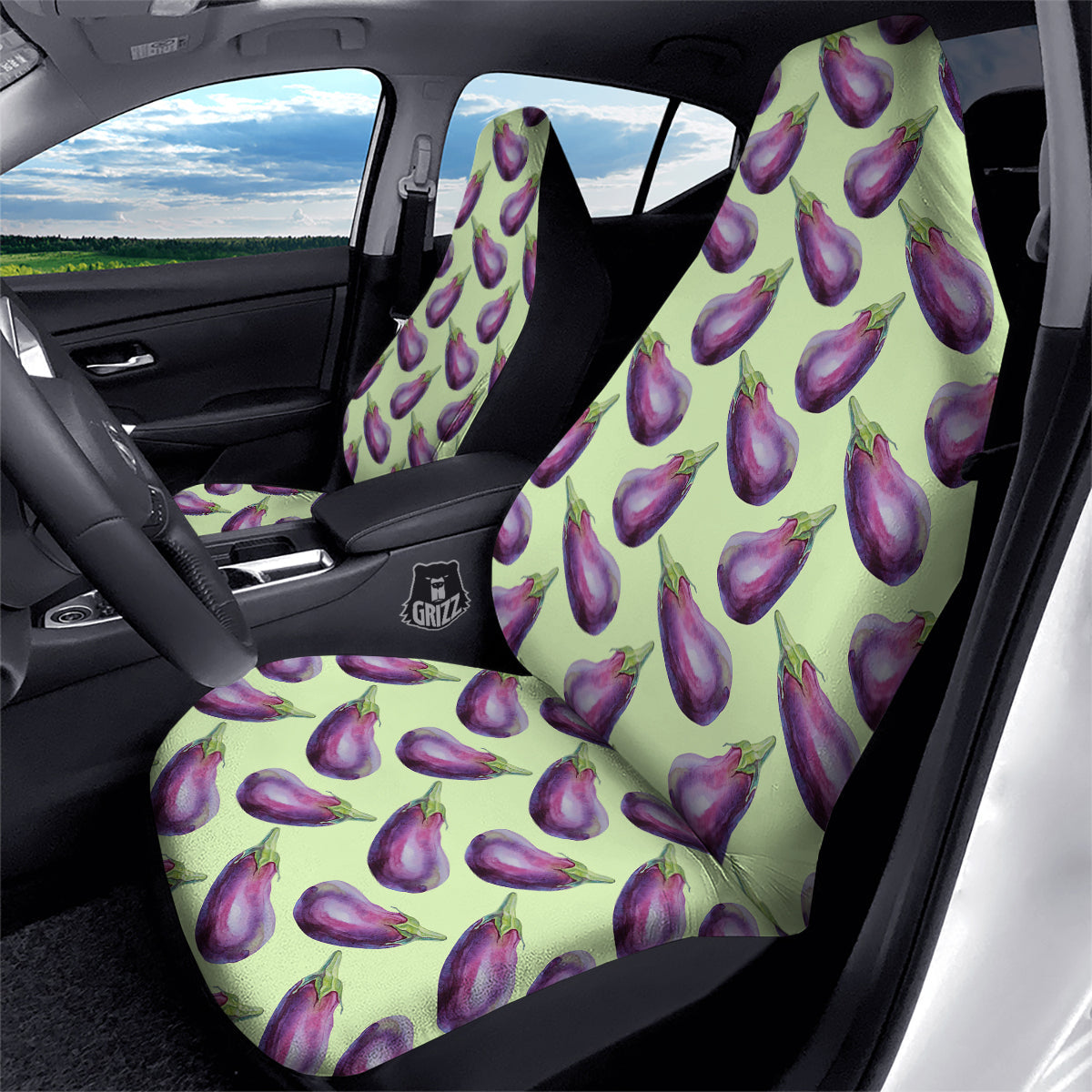 Eggplant Watercolor Pattern Car Seat Covers-grizzshop