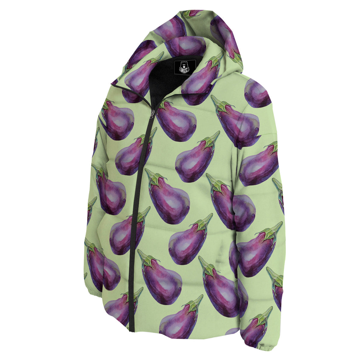 Eggplant Watercolor Pattern Down Jacket-grizzshop