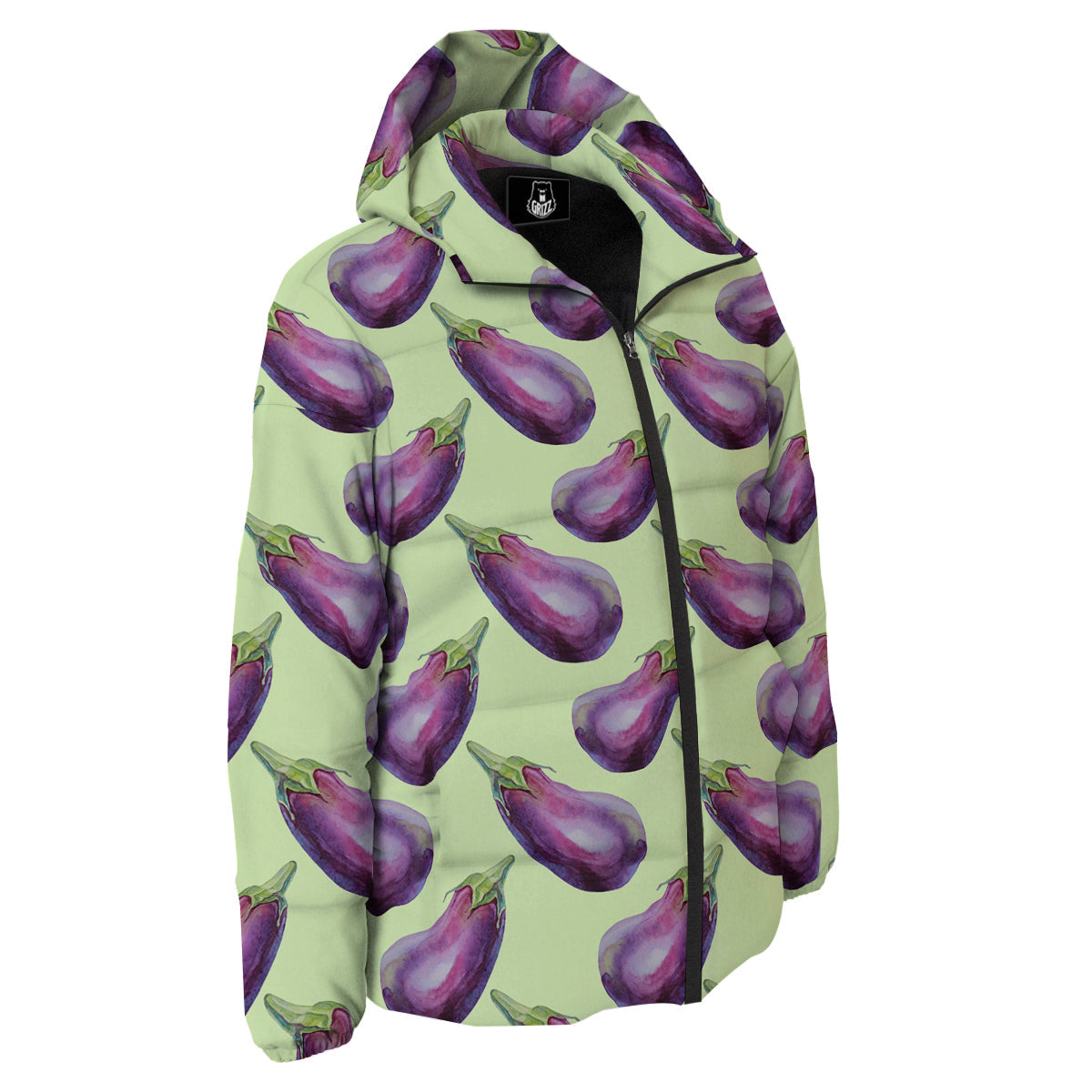 Eggplant Watercolor Pattern Down Jacket-grizzshop