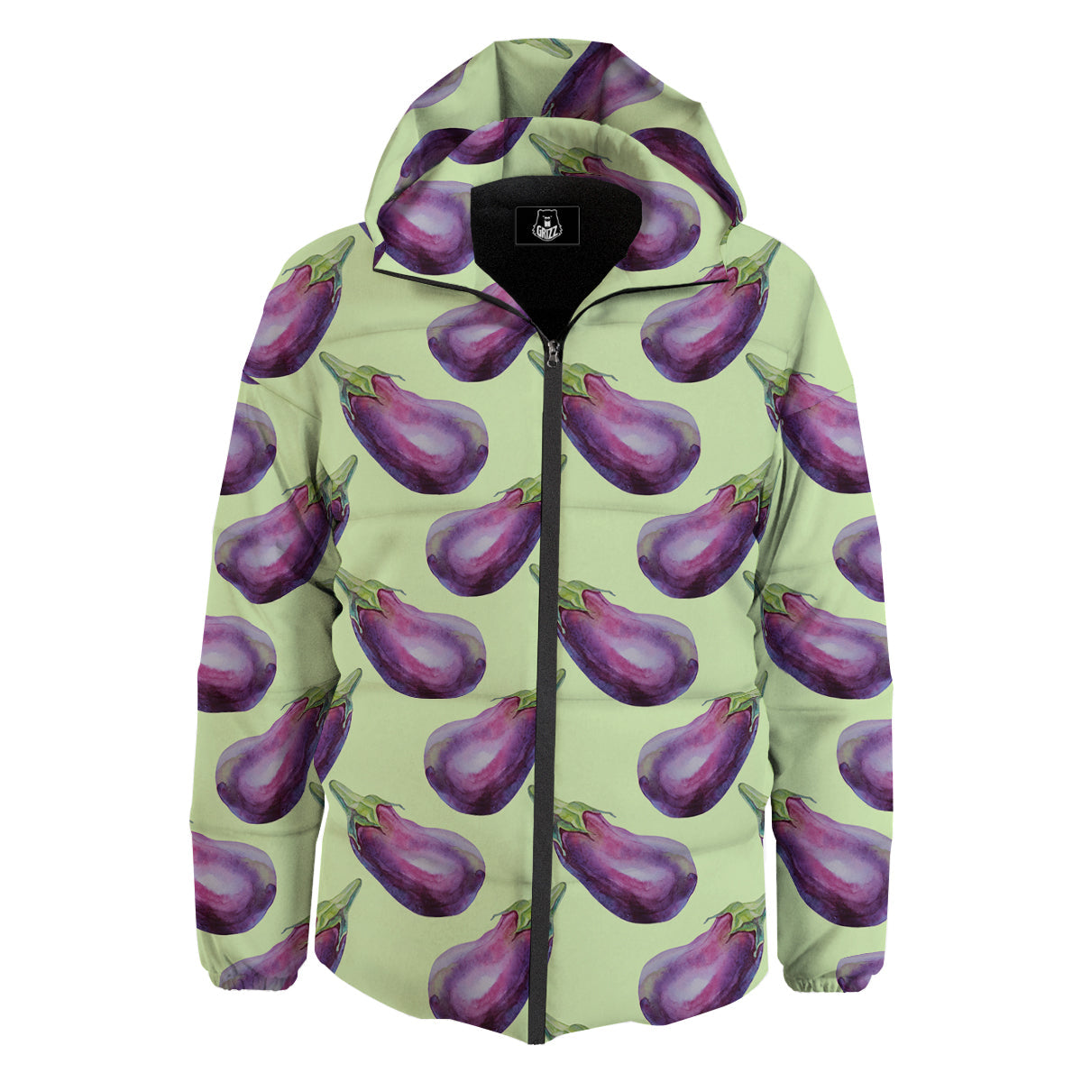 Eggplant Watercolor Pattern Down Jacket-grizzshop