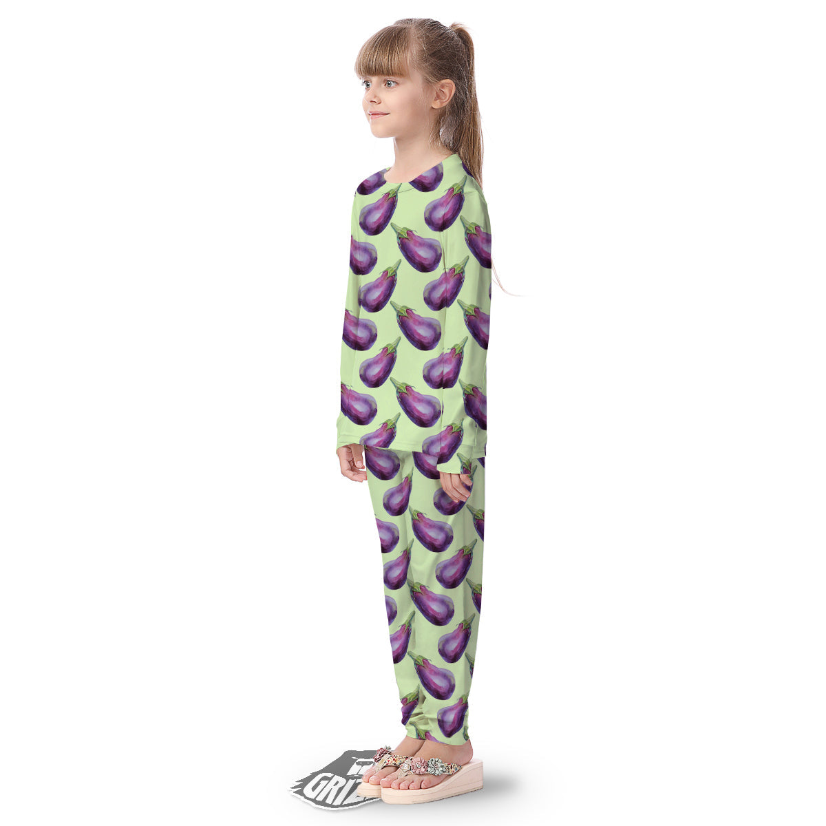 Eggplant Watercolor Pattern Kid's Pajamas-grizzshop
