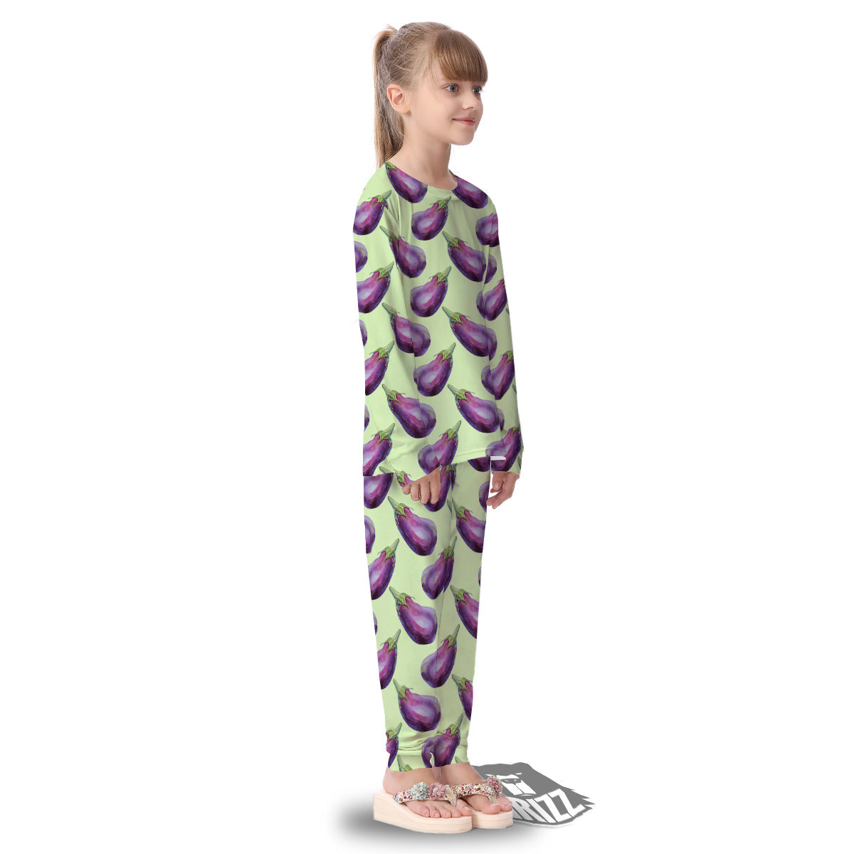 Eggplant Watercolor Pattern Kid's Pajamas-grizzshop