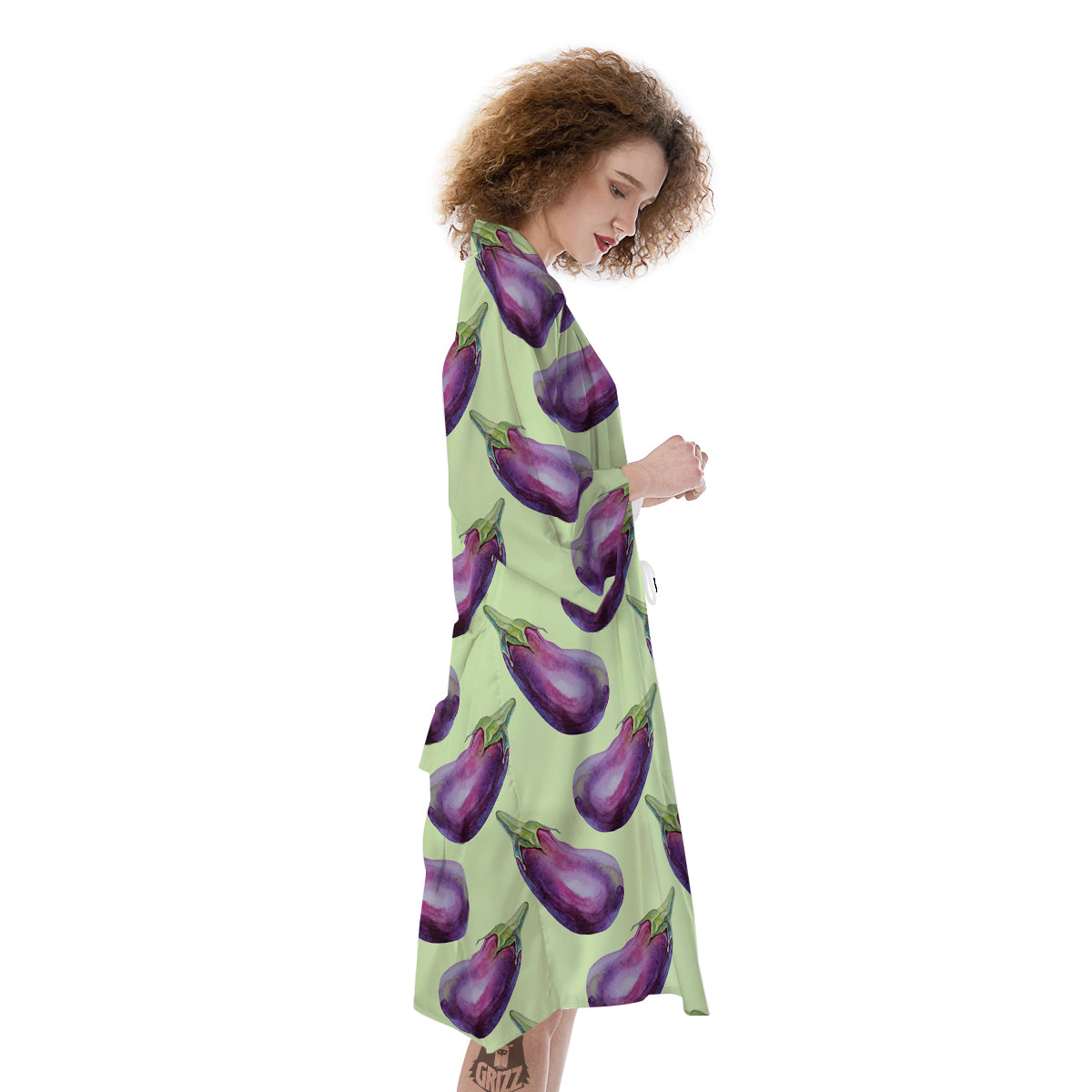 Eggplant Watercolor Pattern Kimono-grizzshop