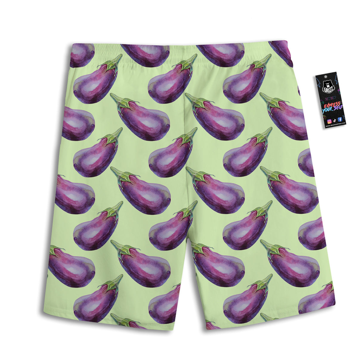 Eggplant Watercolor Pattern Men's Athletic Shorts