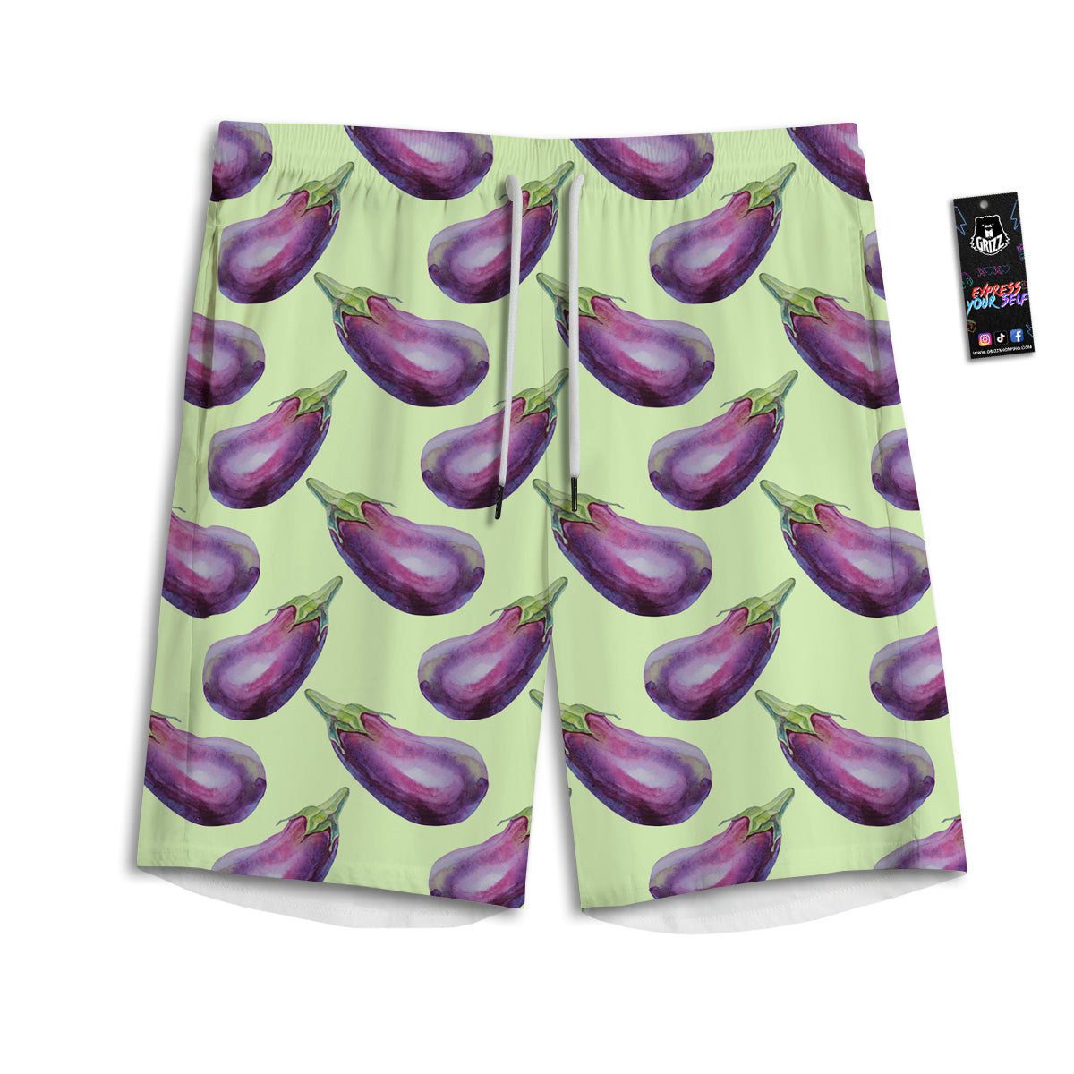 Eggplant Watercolor Pattern Men's Athletic Shorts