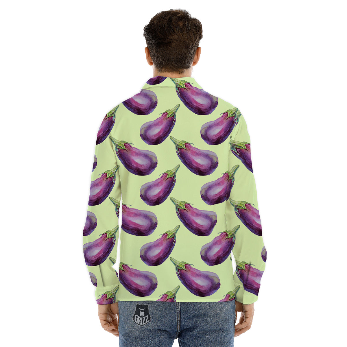 Eggplant Watercolor Pattern Men's Dress Shirts-grizzshop