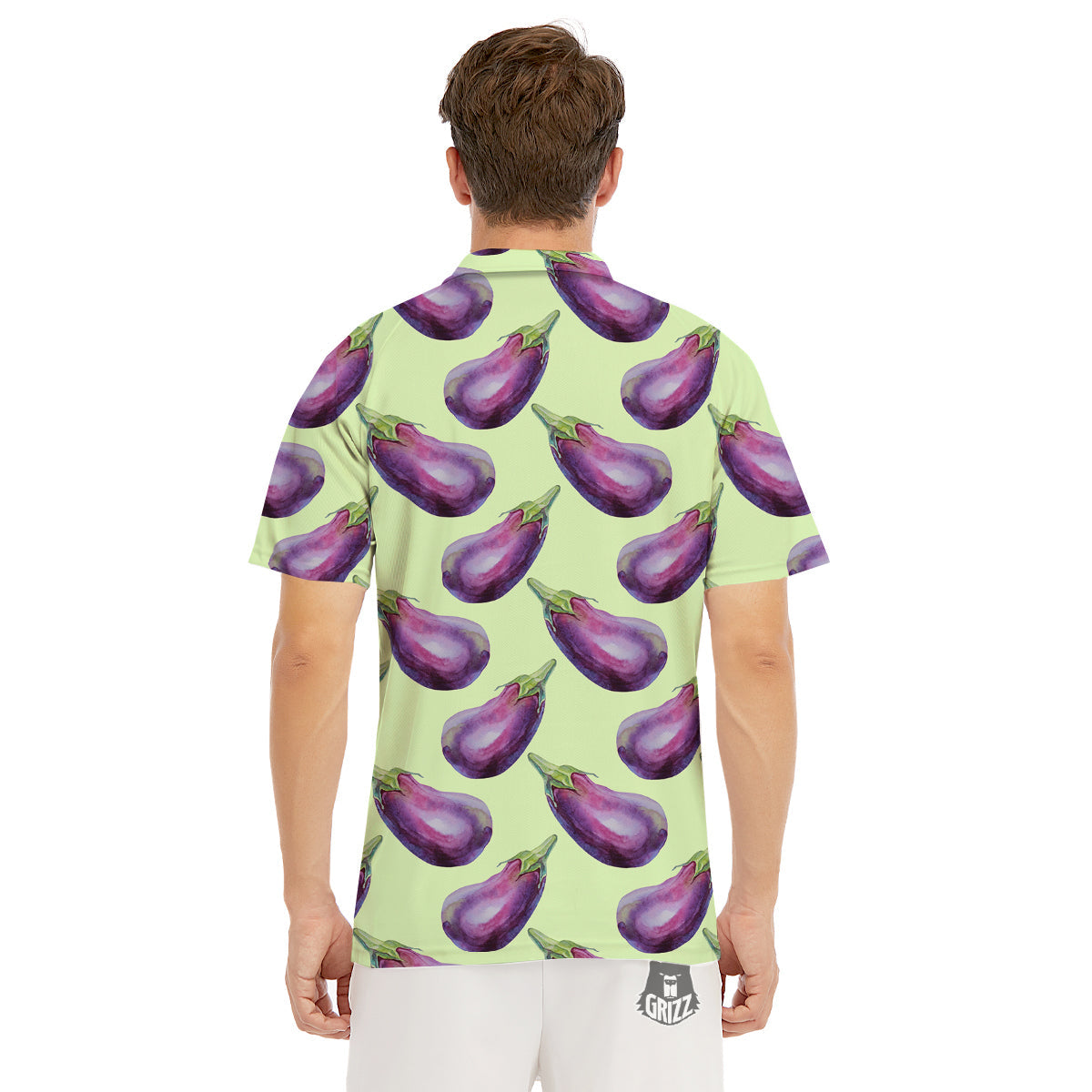 Eggplant Watercolor Pattern Men's Golf Shirts-grizzshop