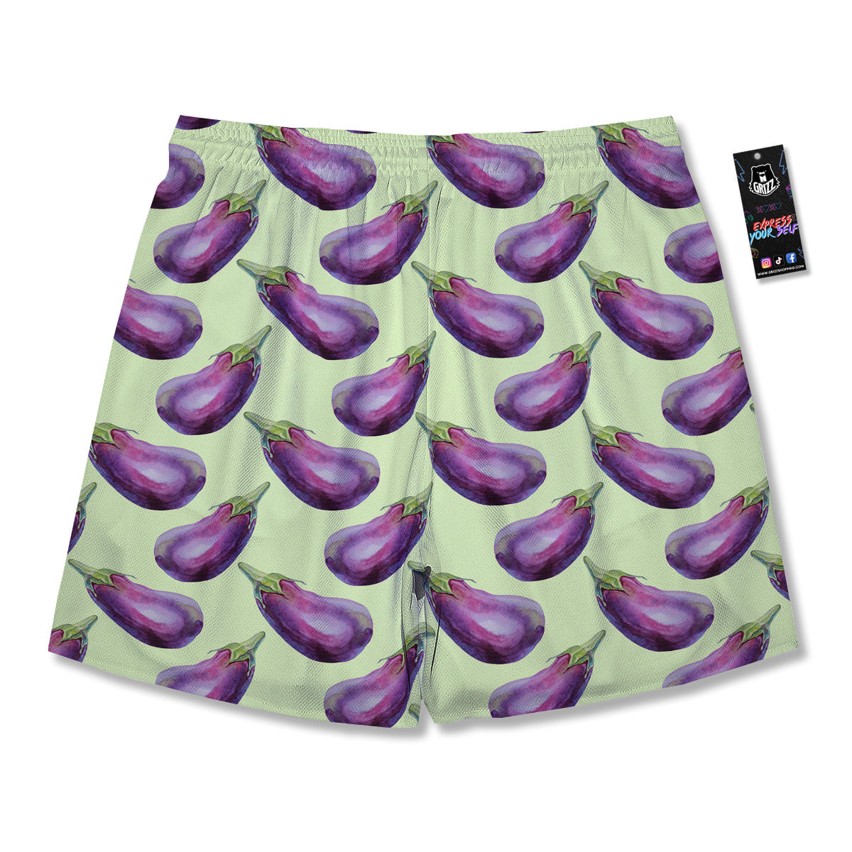 Eggplant Watercolor Pattern Men's Running Shorts-grizzshop