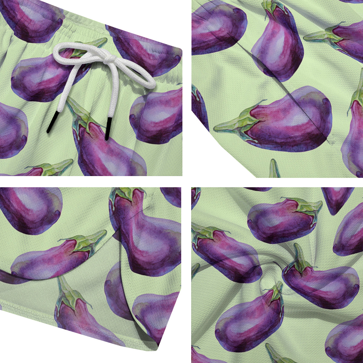 Eggplant Watercolor Pattern Men's Running Shorts-grizzshop
