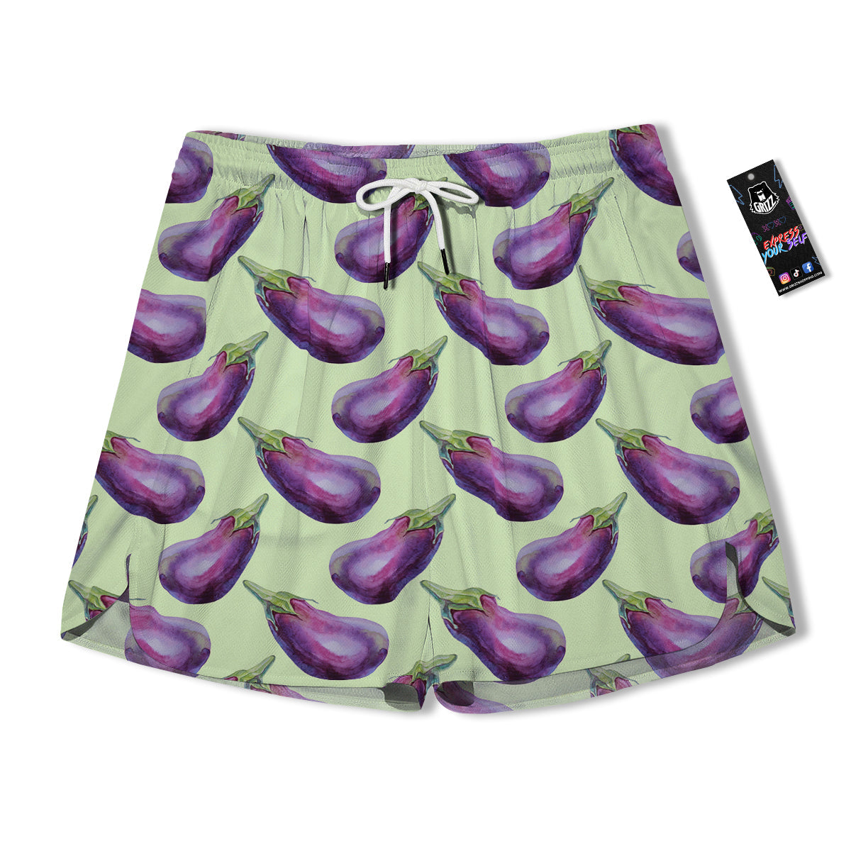 Eggplant Watercolor Pattern Men's Running Shorts-grizzshop