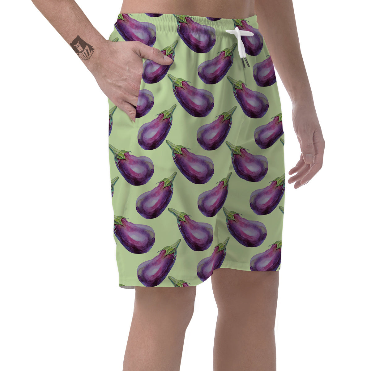 Eggplant Watercolor Pattern Men's Shorts-grizzshop