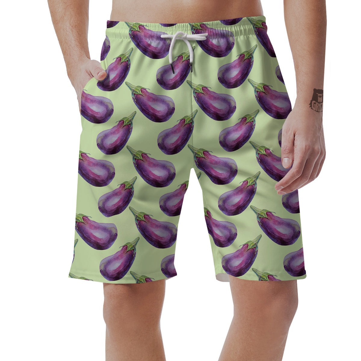Eggplant Watercolor Pattern Men's Shorts-grizzshop